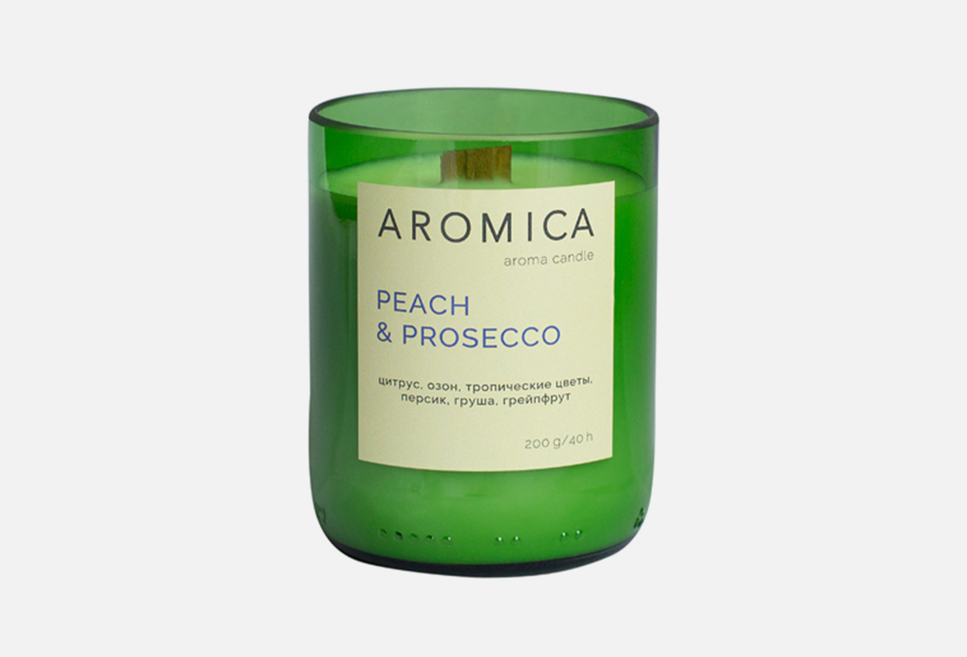 Свеча ароматическая в подсвечнике AROMICA Peach Prosecco 200 г открытка prosecco