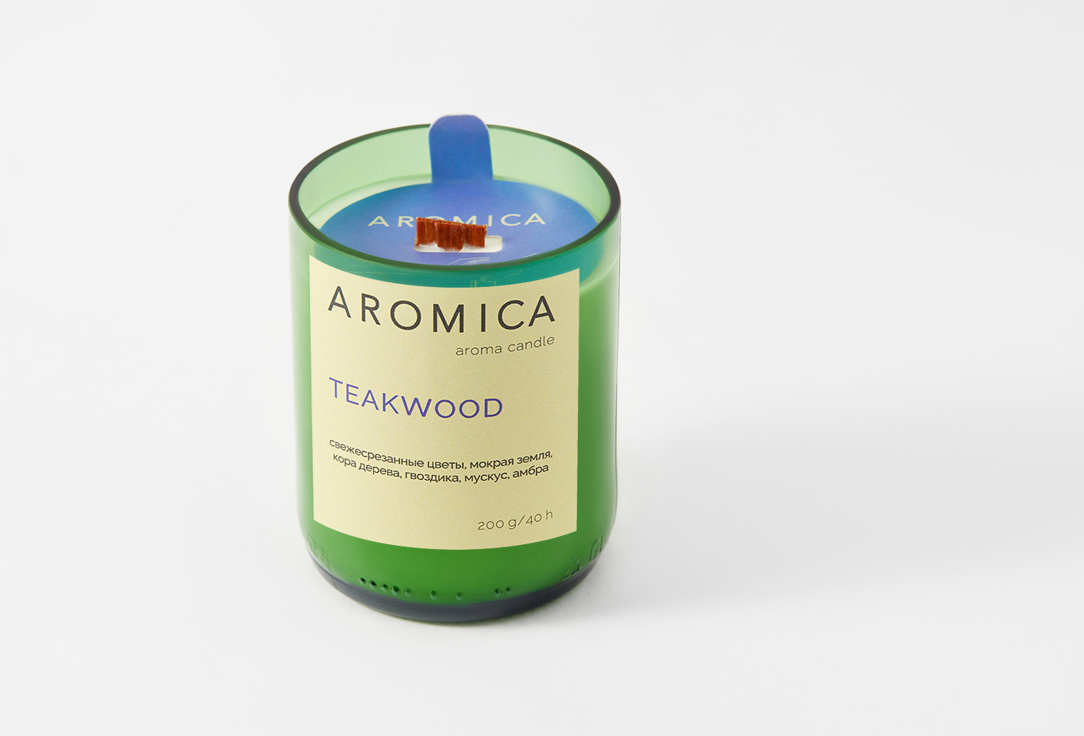 Свеча ароматическая в подсвечнике  AROMICA Teakwood  