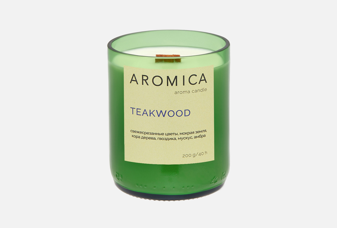 Изображение товара Ароматическая свеча AROMICA Teakwood в подсвечнике 200 г