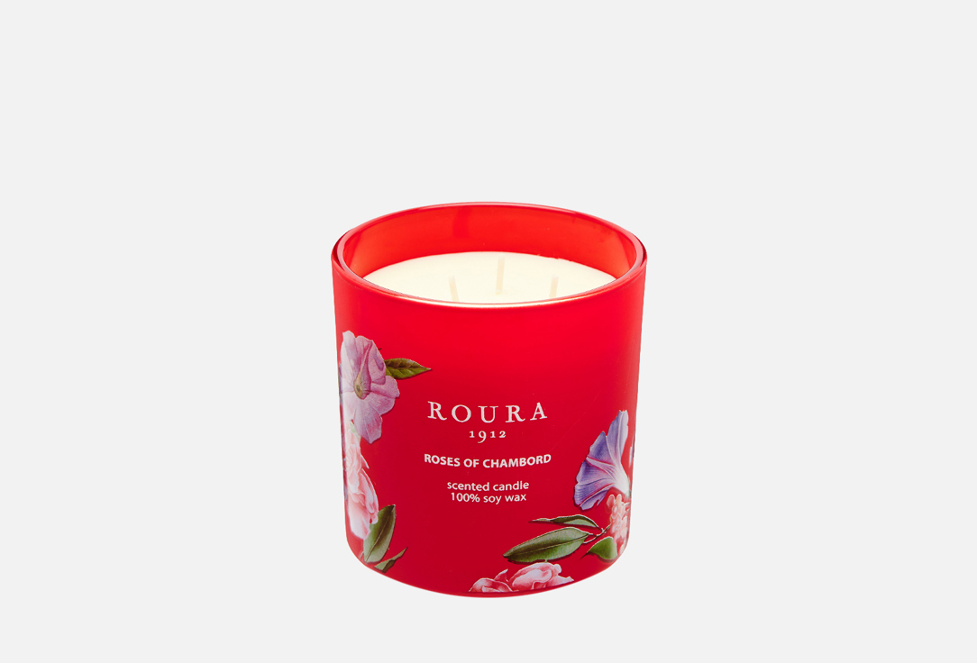 цена Парфюмированная свеча в стакане 3 фитиля ROURA Rose 400 г