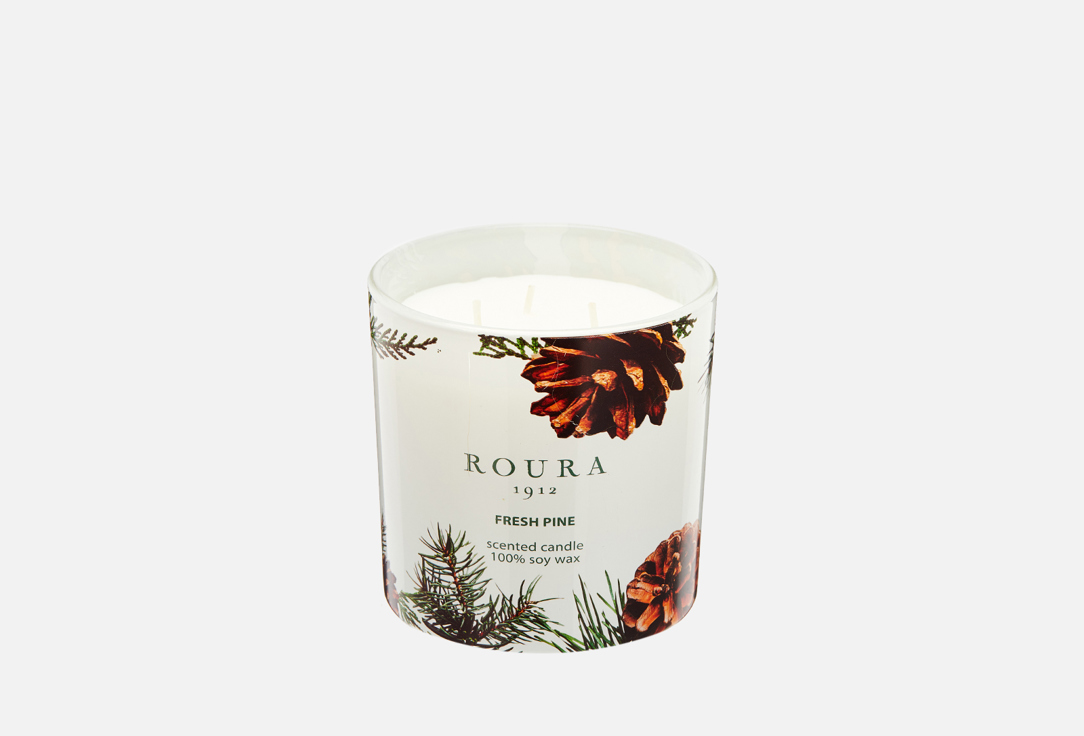 цена Парфюмированная свеча в стакане 3 фитиля ROURA Pine 400 г