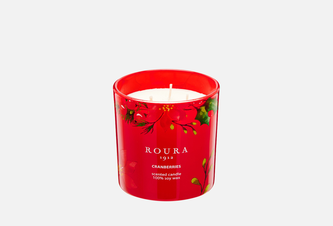 Парфюмированная свеча в стакане 3 фитиля ROURA Cranberries 400 г диффузор парфюмированный roura cranberry 50 мл