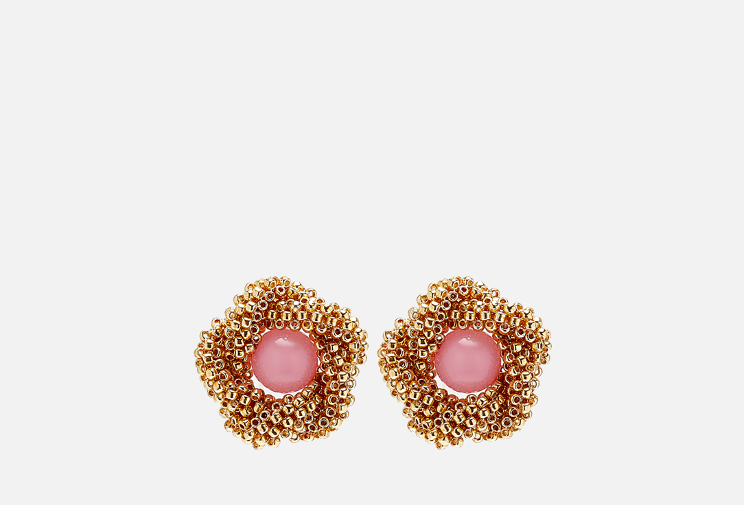 Изображение товара Серьги Beaded Breakfast розовая бусина из бисера ручной работы 28-30 мм