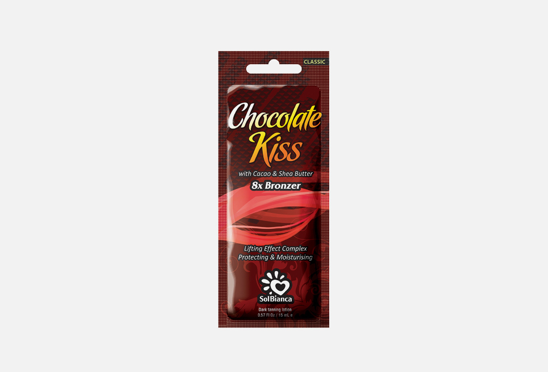 Крем для солярия SOLBIANCA Chocolate Kiss with cocoa butter, Shea butter and bronzers 15 мл крем для солярия solbianca sweet legs for legs with butter coffee shea butter and bronzers 125 мл