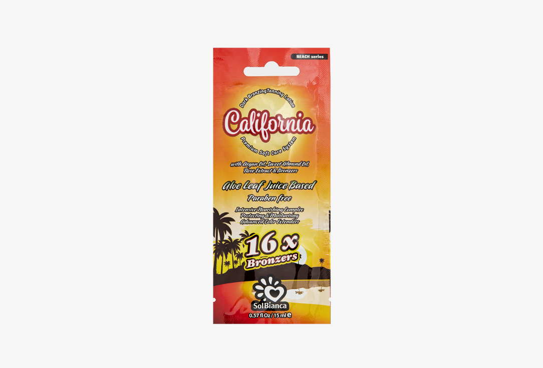 Крем для солярия  SolBianca California with argan oil, sweet almond oil, rose extract and bronzers 