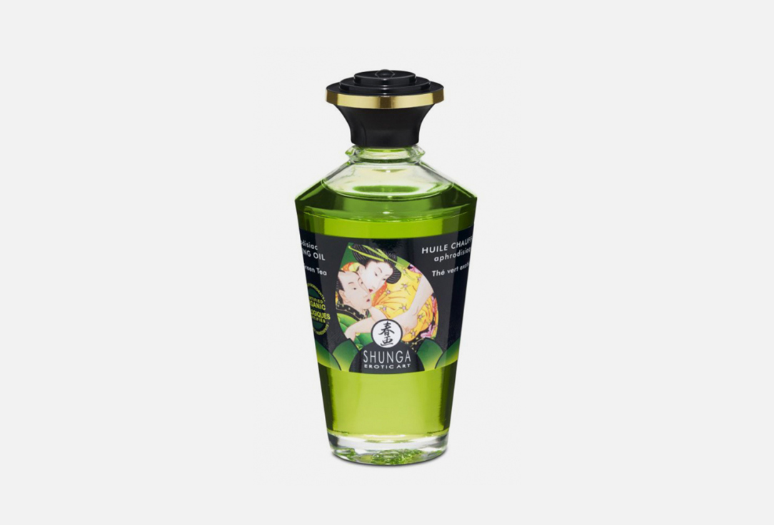Масло интимное разогревающее массажное  Shunga Massage Oils Organic Exotic green tea 