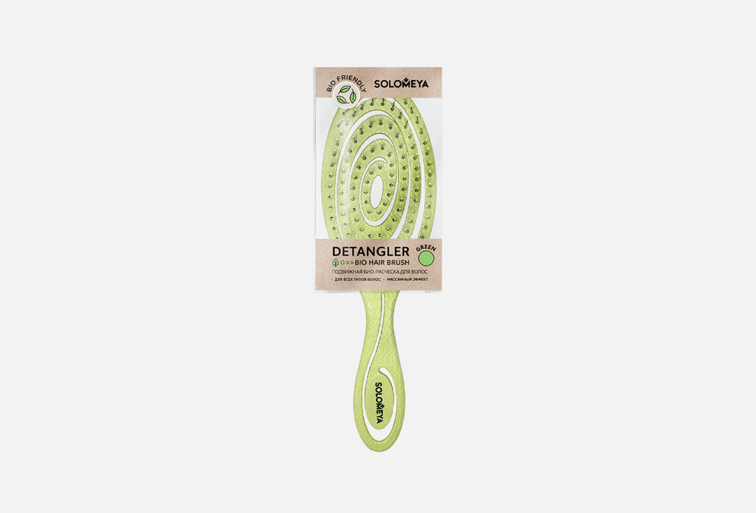 Подвижная био-расческа для волос, зеленая Solomeya Detangling bio hair brush  