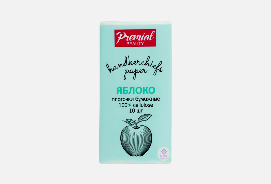 цена Бумажные платочки PREMIAL С ароматом зеленого яблока 10 шт