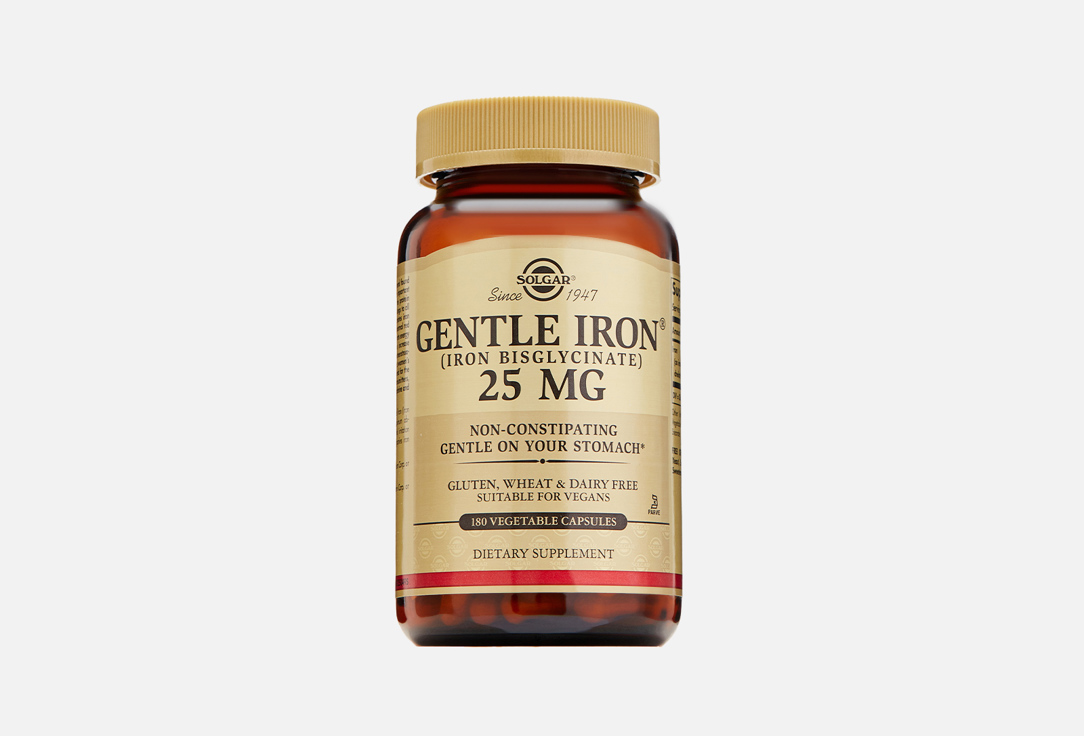 биодобавка легкодоступное железо джентл айрон gentle iron non constipating 90 капсул Железо SOLGAR Gentle® Iron 25 mg 180 шт
