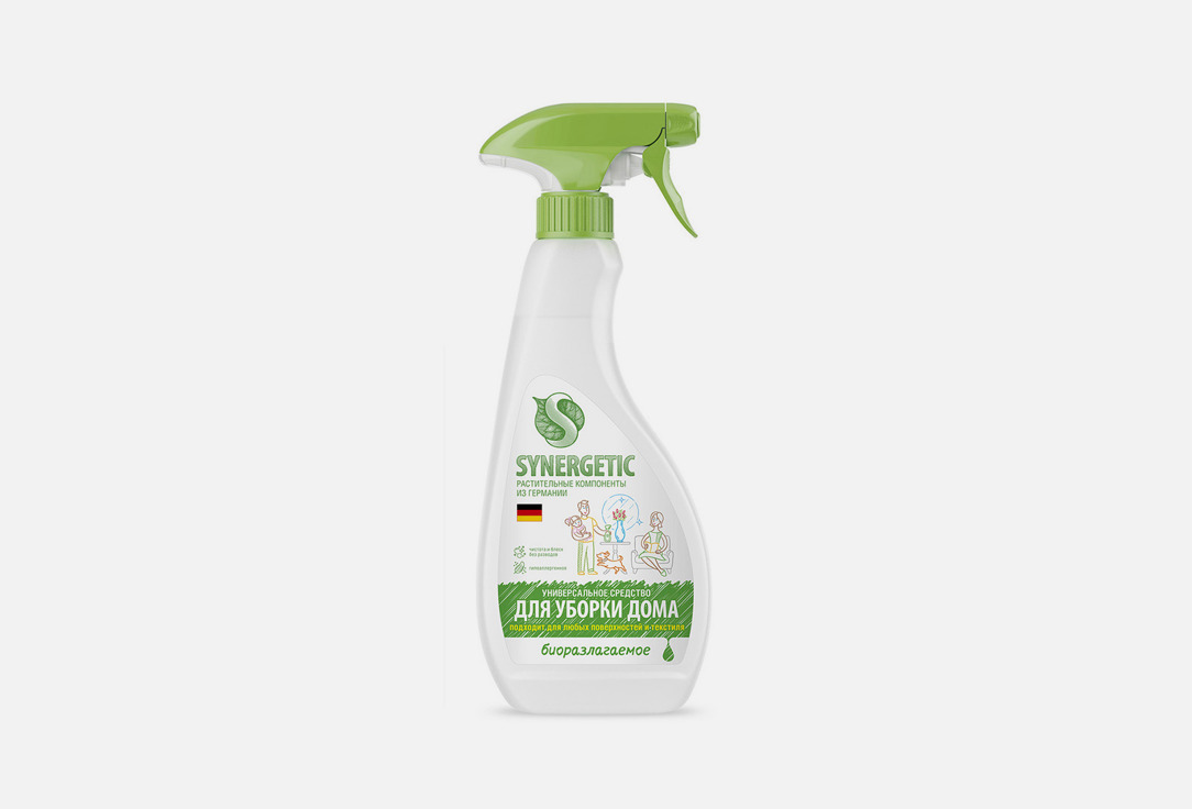 Чистящее средство для уборки дома SYNERGETIC Универсальное, гипоаллергенное 500 мл средство чистящее адриэль для плит гель 500мл