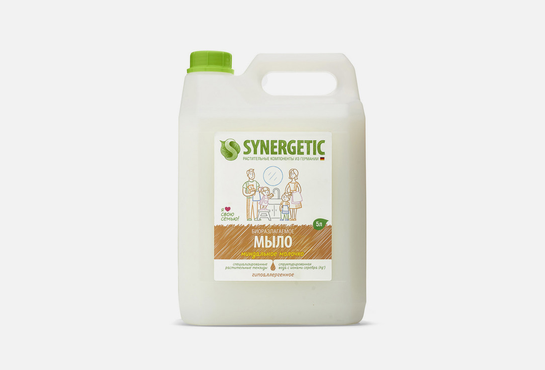 Жидкое мыло SYNERGETIC Миндальное молочко 5 л гипоаллергенное жидкое мыло synergetic луговые травы увлажняющее биоразлагаемое 0 5 л