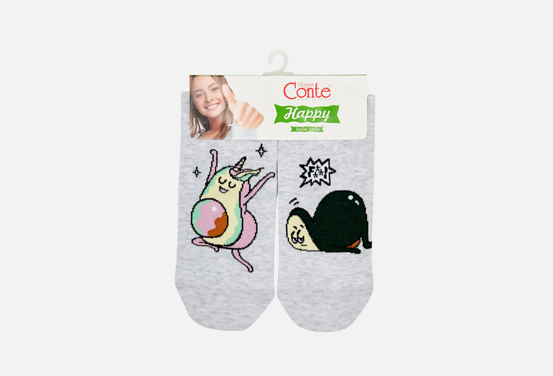 Носки CONTE ELEGANT Happy, светло-серый 36-37 мл носки conte elegant размер 23 серый зеленый