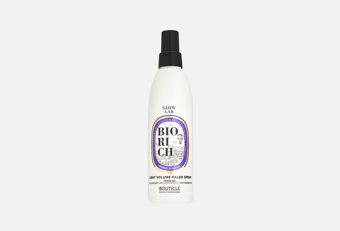 Несмываемый спрей уплотнитель для придания объема волосам BOUTICLE GLOW LAB BIORICH LIGHT ANTI-STATIC VOLUME SPRAY 250 мл bouticle glow lab biorich light shampoo