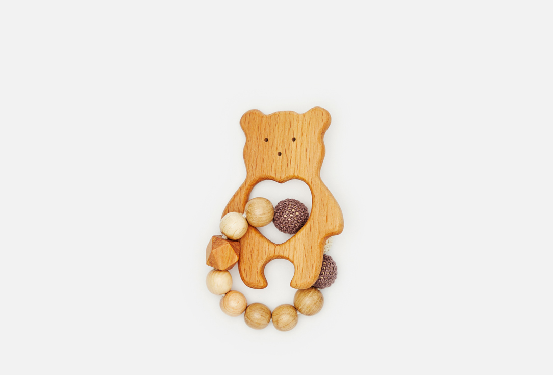 Игрушка из хлопка и дерева OREGANO MAMA Мишка в коричневом 1 шт