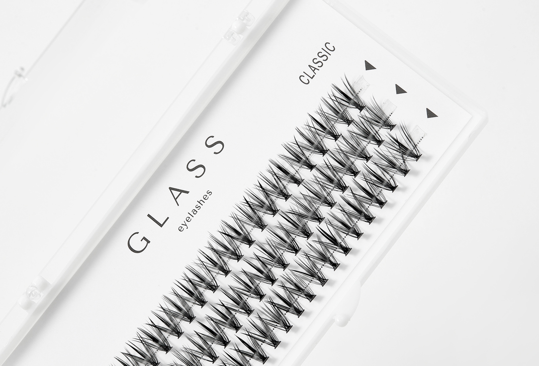 Пучковые ресницы 20D 10 мм GLASS EYELASHES «CLASSIC» curl С MIDDLE 