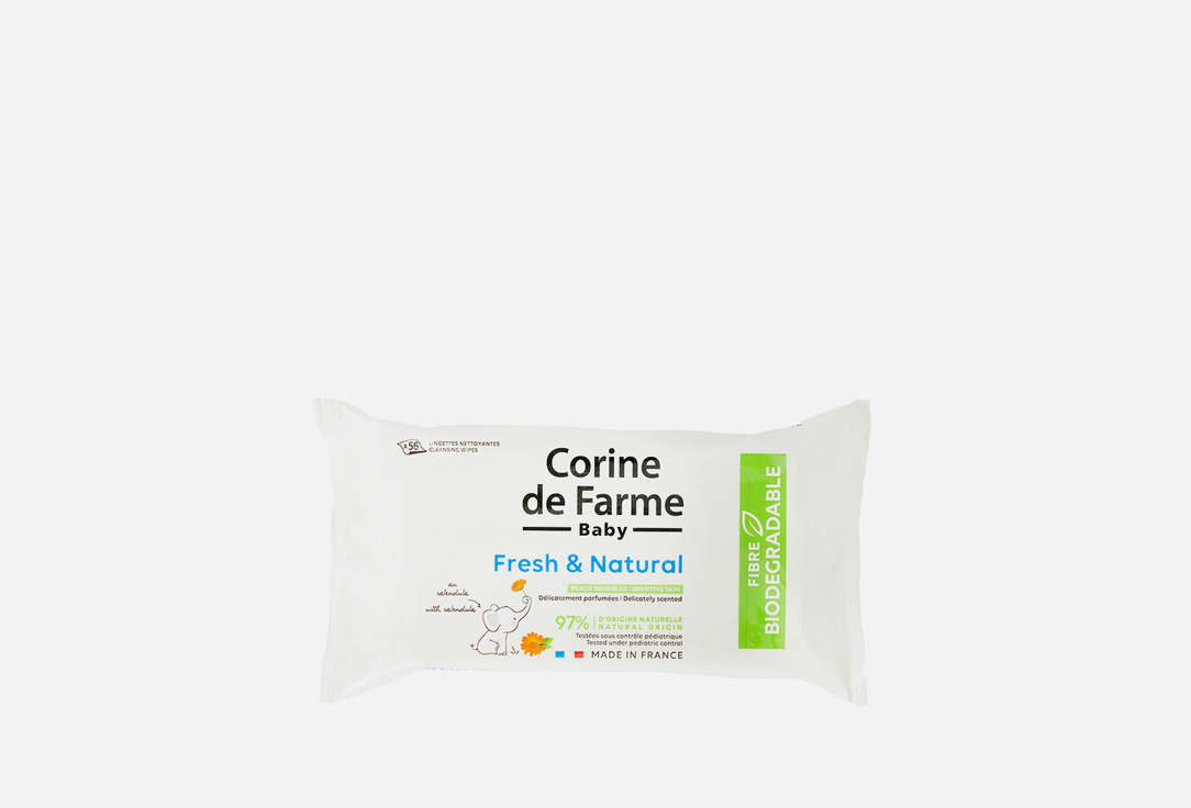 Влажные Салфетки для Детей CORINE DE FARME Baby Cleansing Wipes Fresh & Natural 56 шт влажные салфетки corine de farme water essential 56 шт
