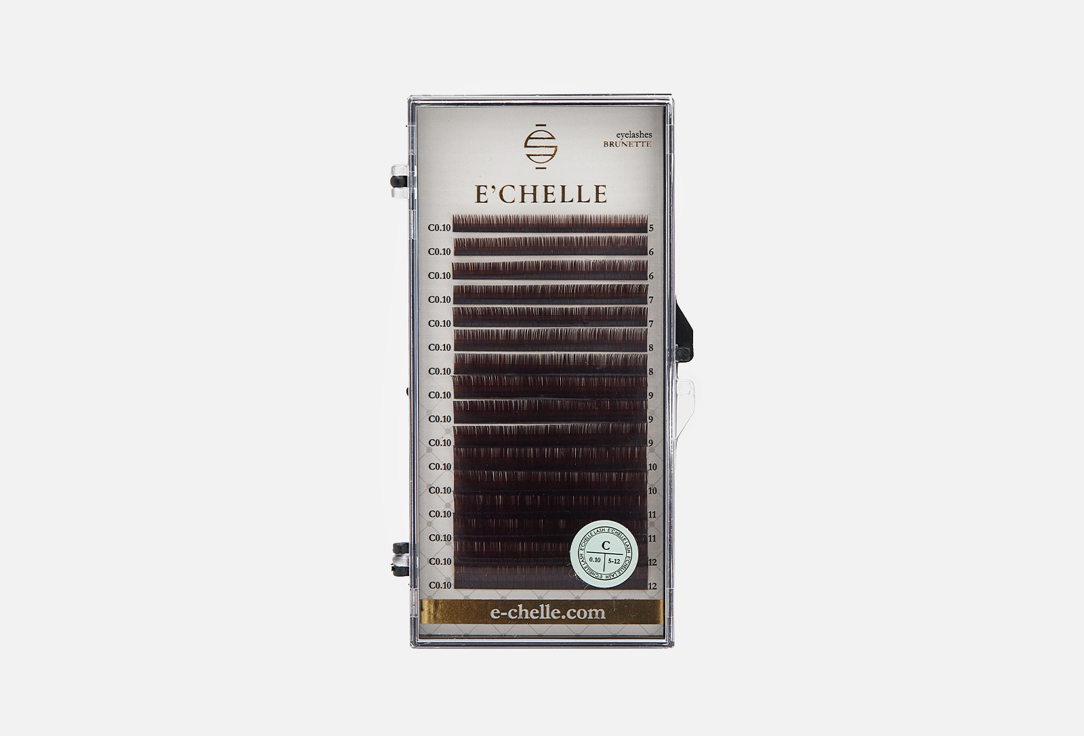 Ресницы для наращивания  E'CHELLE Blrunette mix C 0,10 5-12мм коричневый