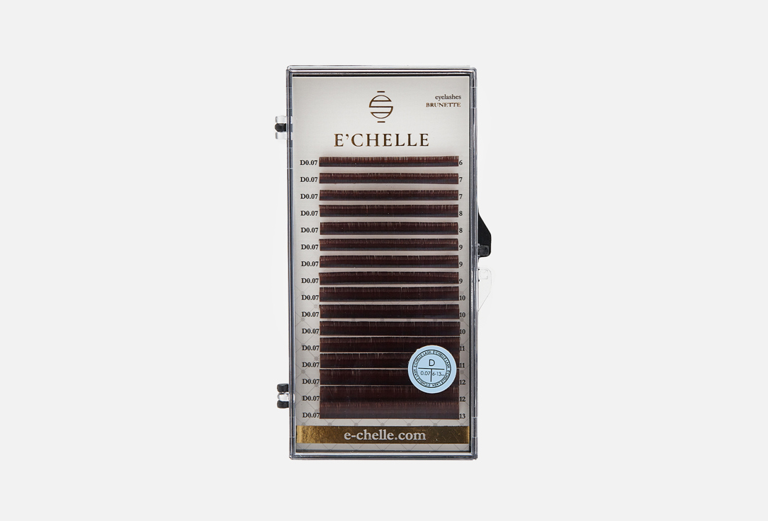 Ресницы для наращивания  E'CHELLE Blrunette mix D 0,07 6-13мм коричневый