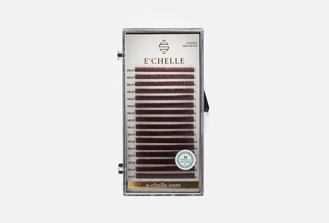 Ресницы для наращивания  E'CHELLE Blrunette mix М 0,07 5-12мм коричневый