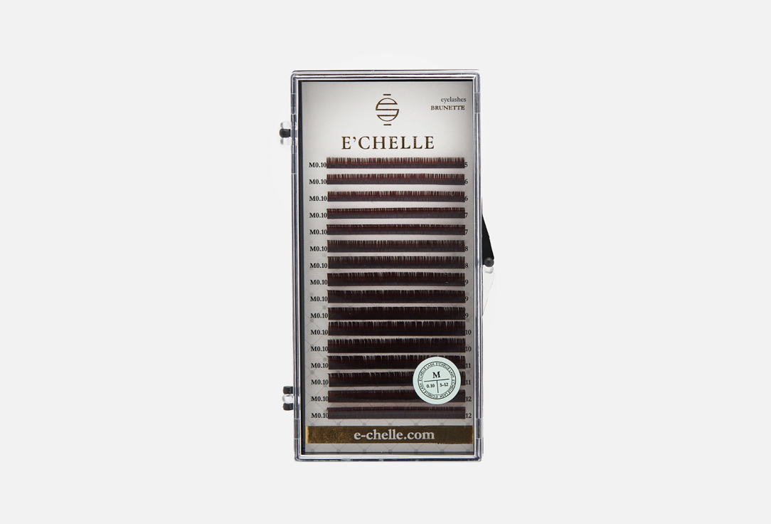 Ресницы для наращивания коричневые E'CHELLE Blrunette mix М 0,10 5-12мм коричневый