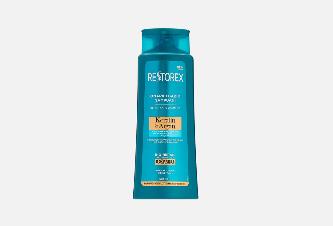 Шампунь для волос RESTOREX REPAIR CARE SHAMPOO KERATIN & ARGAN 500 мл шампунь для волос restorex repair care shampoo keratin