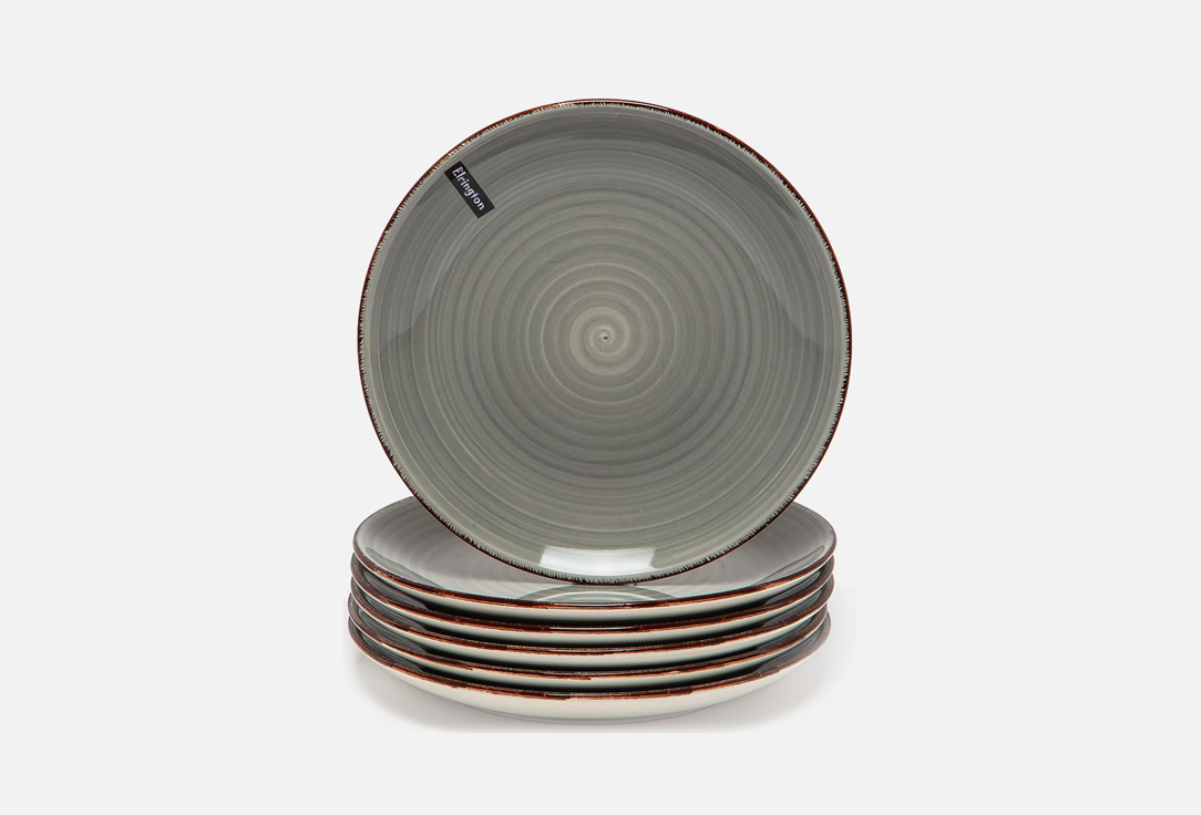 набор тарелок ELRINGTON Серый 6 шт набор глубоких тарелок elrington аэрограф светлый графит 6 шт 18 см