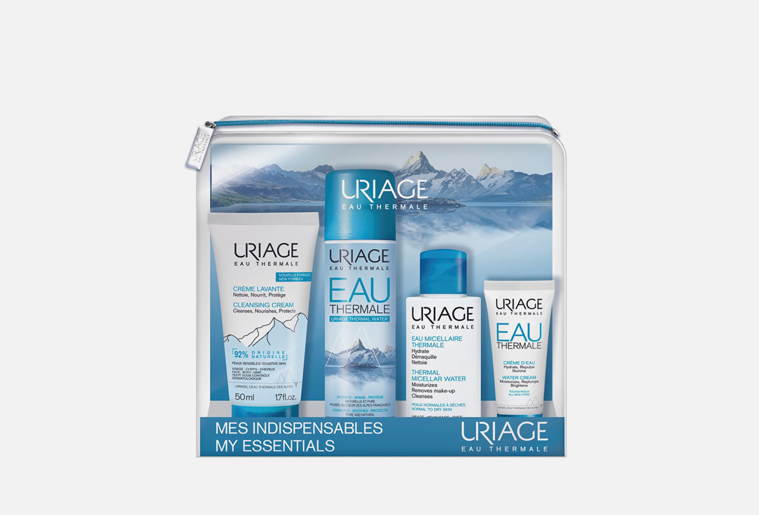 Набор: очищающий крем, тву, мицеллярная вода, увлажняющий крем Uriage Promo Corporate travel kit 