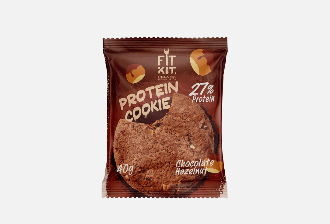 Печенье FIT KIT PROTEIN COOKIE, шоколад-фундук 1 шт протеиновое печенье без сахара fit kit protein cookie упаковка 24шт по 40г кофе