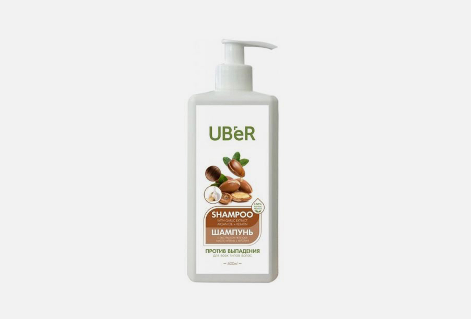UBER Шампунь для волос with garlic extract, Argan oil and Keratin 400