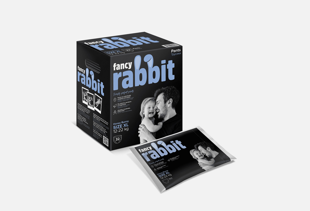 Трусики-подгузники FANCY RABBIT 12-22кг 32 шт трусики подгузники fancy rabbit home размер xl 12 22 кг 44 шт