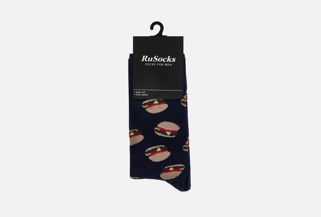носки rusocks бургеры черный 42 45 размер носки RUSOCKS Бургеры, темно-синий