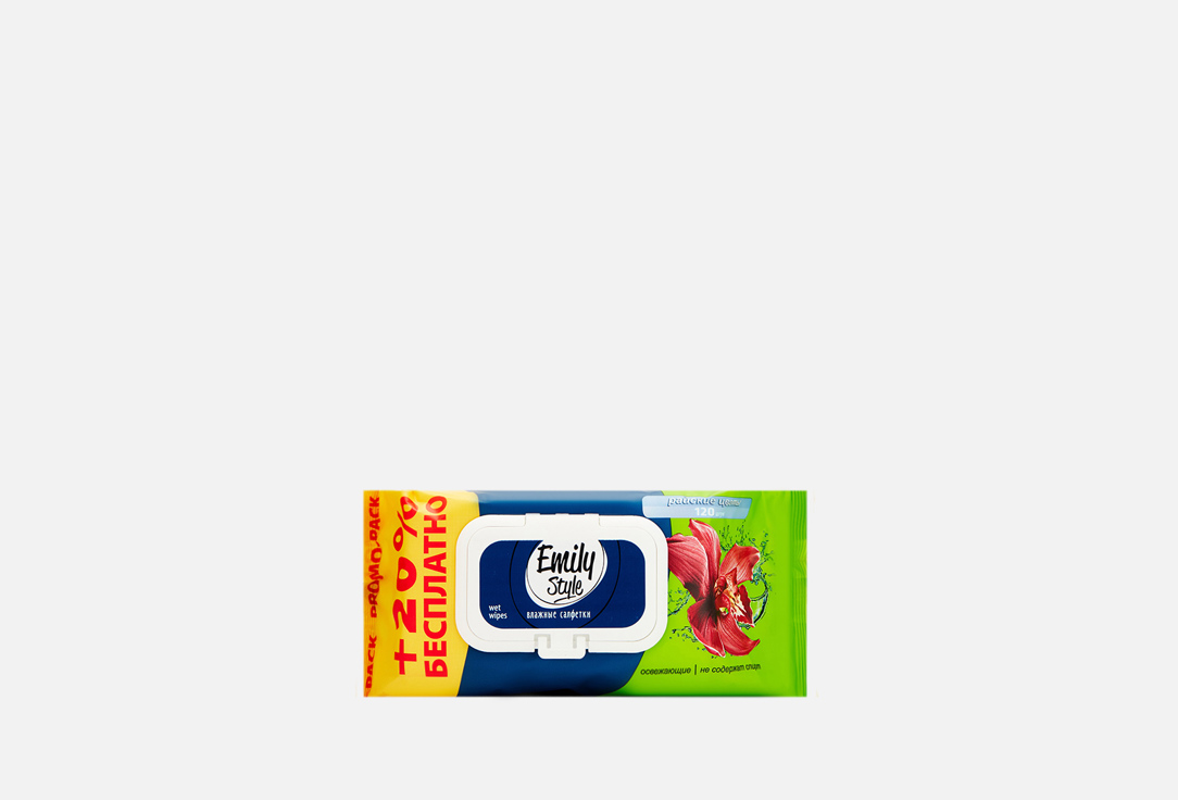 Изображение товара Влажные салфетки Emily Style райские цветы 120 шт для ухода и очищения