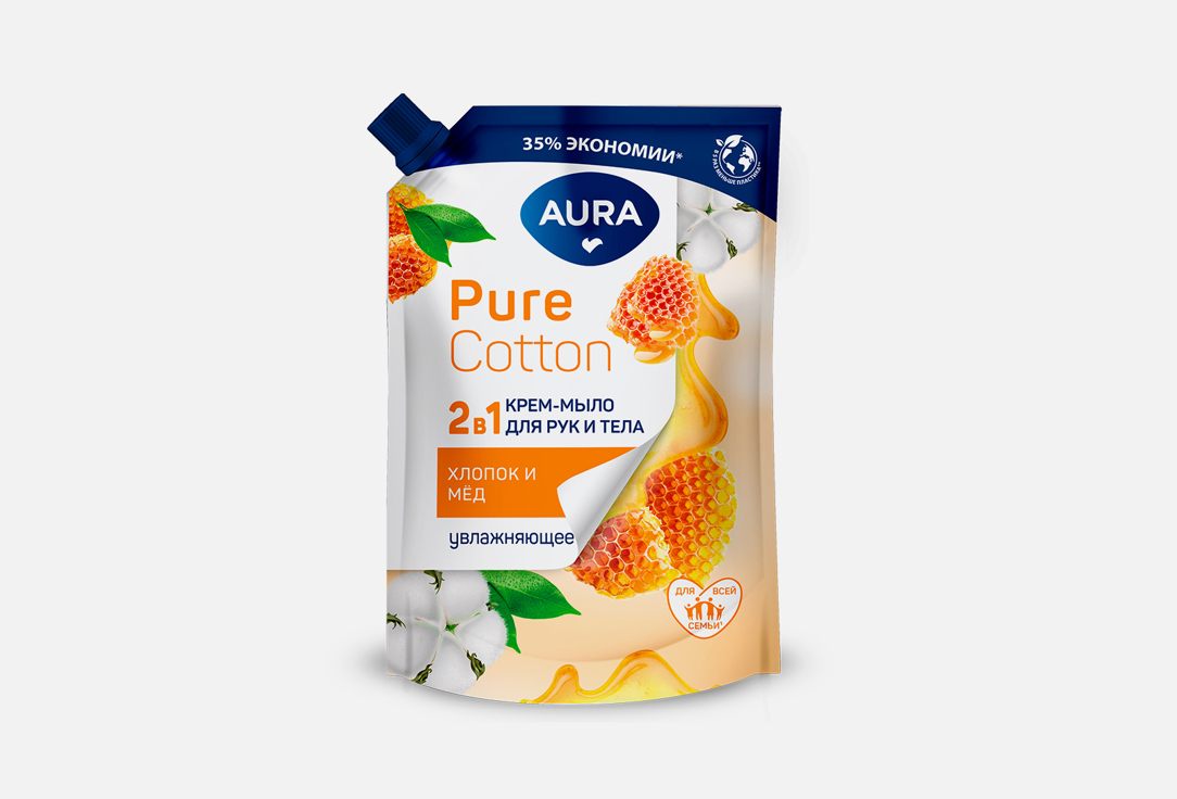 Изображение товара Крем-мыло 2в1 для рук и тела Aura Хлопок и мёд