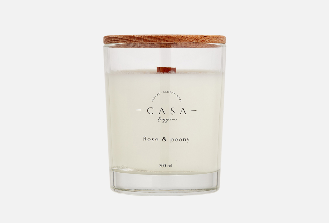 Свеча в стекле CASA LEGGERA Rose&Peony 200 мл свеча ароматическая в стекле peony freesia 7×8 см