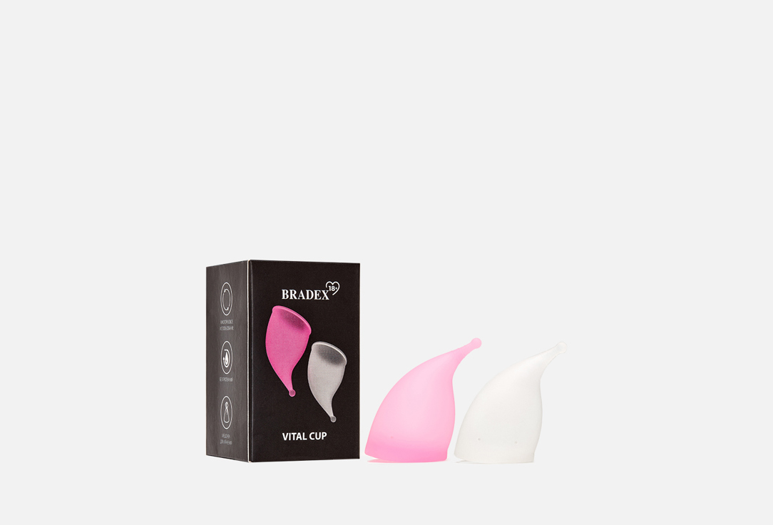 Изображение товара Набор менструальных чаш BRADEX Vital Cup S+L гипоаллергенные медицинские силиконовые