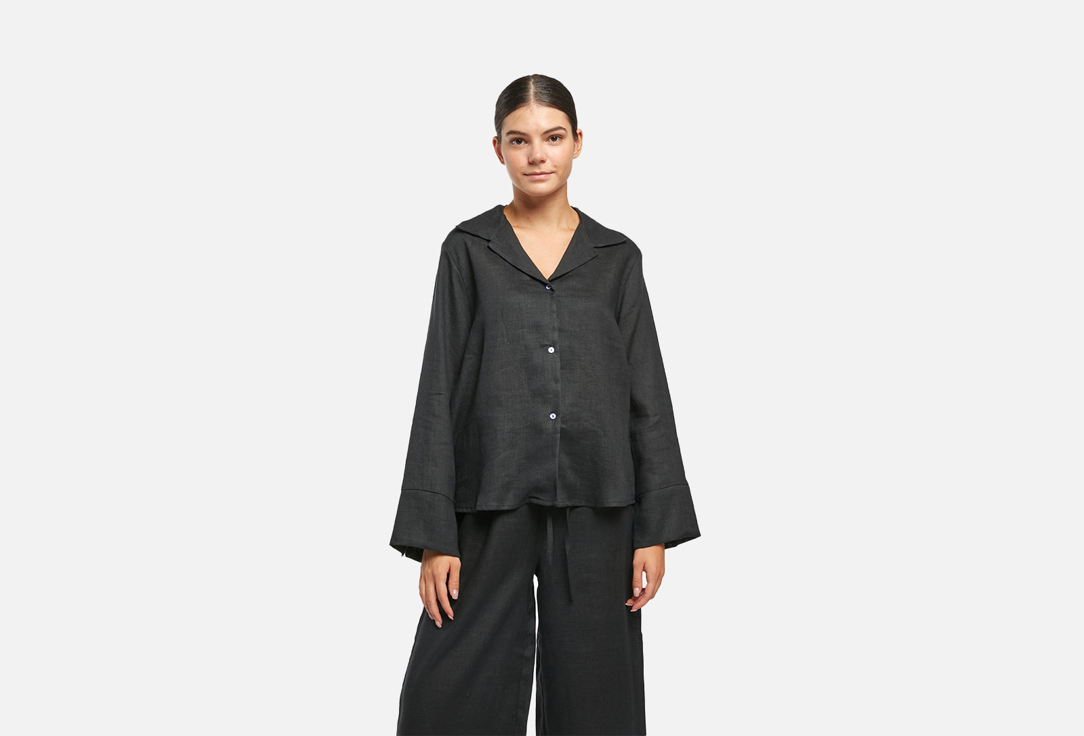 Изображение товара льняная пижамная рубашка MY NYMPH чёрный