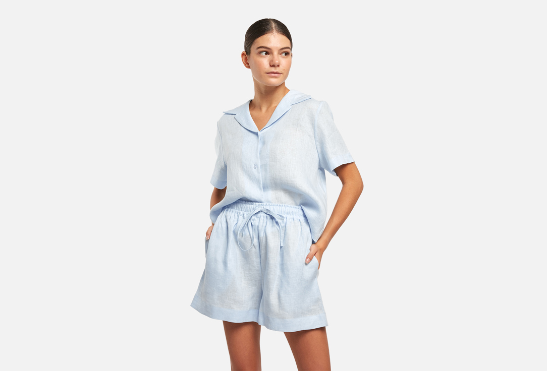 Изображение товара льняные пижамные шорты MY NYMPH голубой