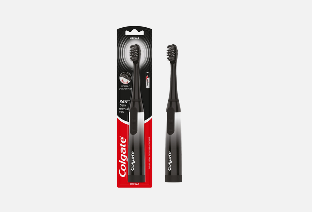 Электрическая зубная щетка мягкая Colgate PTB Colgate 360 Sonic Charcoal bat. 6 