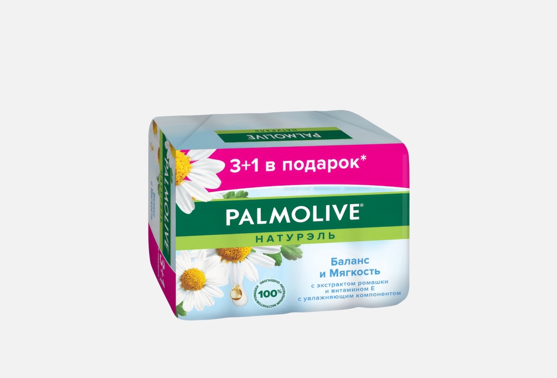 Изображение товара Туалетное мыло Palmolive Баланс и Мягкость с экстрактом ромашки и витамином Е 4 шт по 90 г