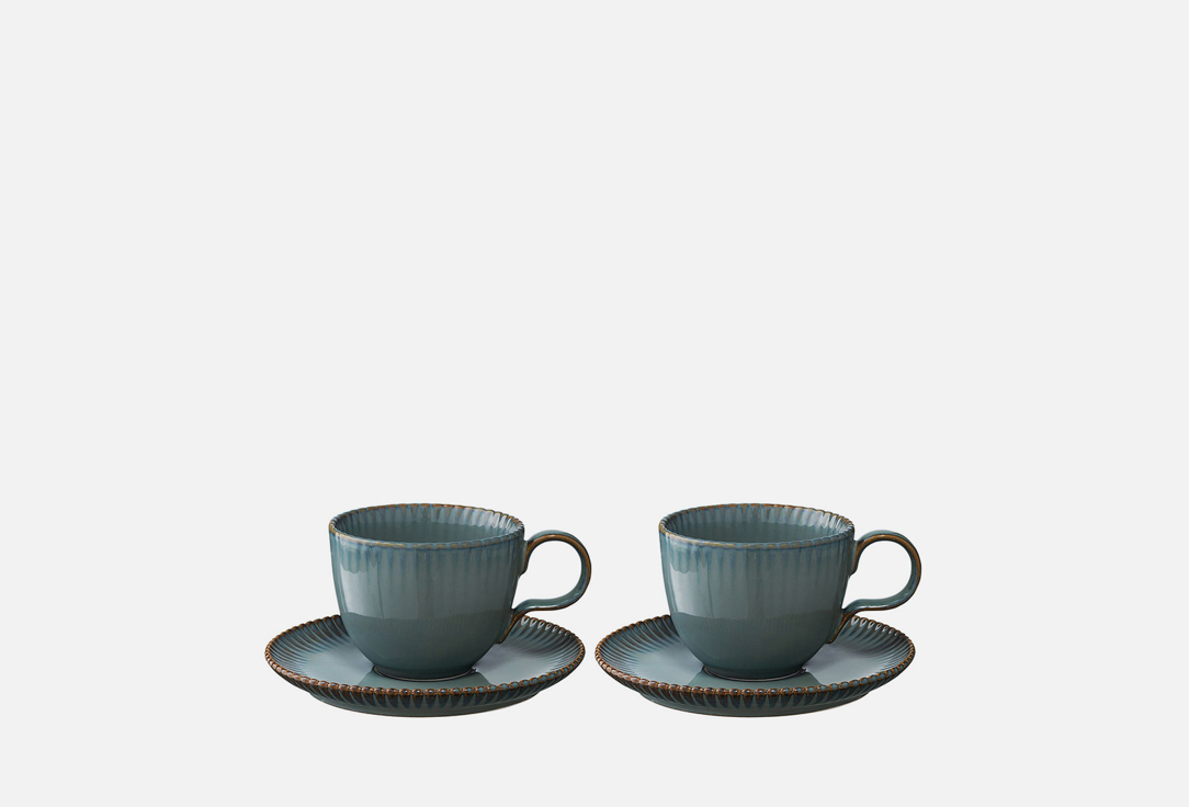 Набор чайных пар TKANO Kitchen Spirit, серый 2 шт набор чайных пар blue sky 220 мл 12 пр 539506 2230 tunisie porcelaine