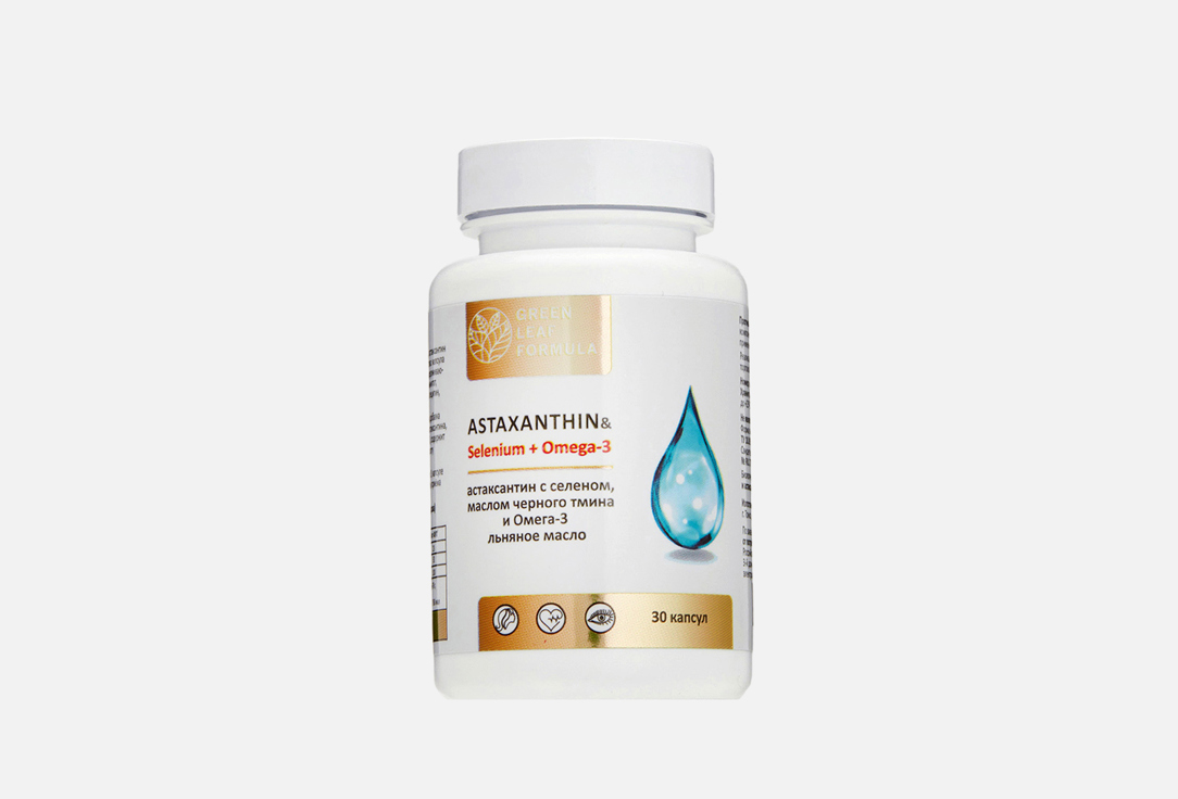 

БАД для красоты кожи GREEN LEAF FORMULA, ASTAXANTHIN&Selenium+Omega-3 30 шт