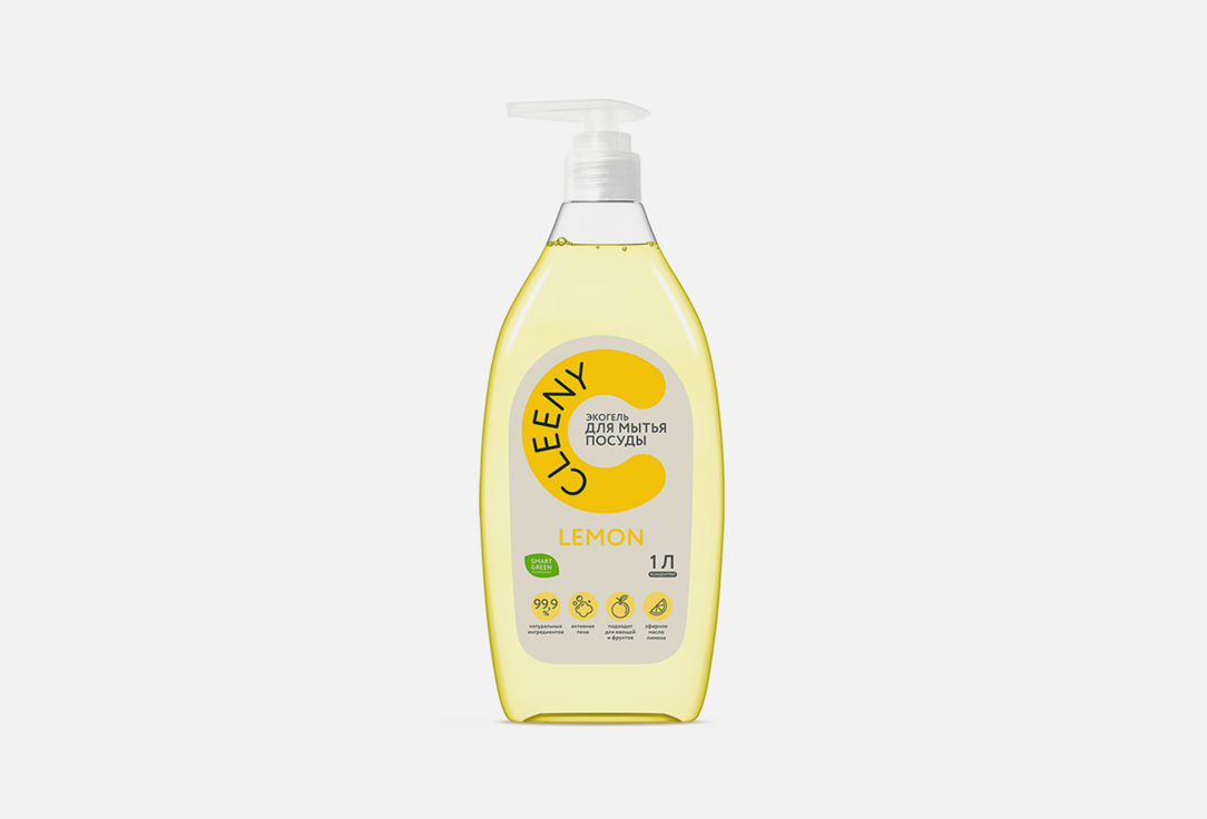 Гель для мытья посуды CLEENY Эфирное масло лимона 1000 мл экогель для мытья детской посуды gipfel clean series 52303 500 мл