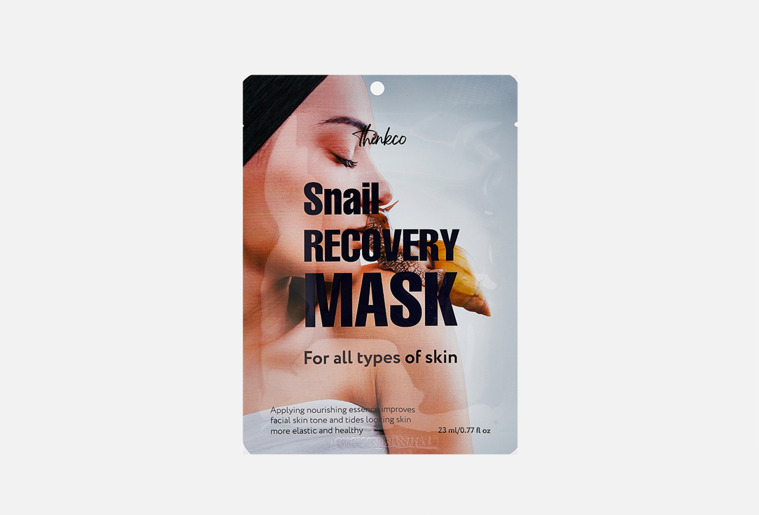 Тканевая маска для лица с муцином улитки THINKCO Snail RECOVERY MASK 1 шт маска салфетка для лица с экстрактом муцина улитки thinkco snail recovery mask