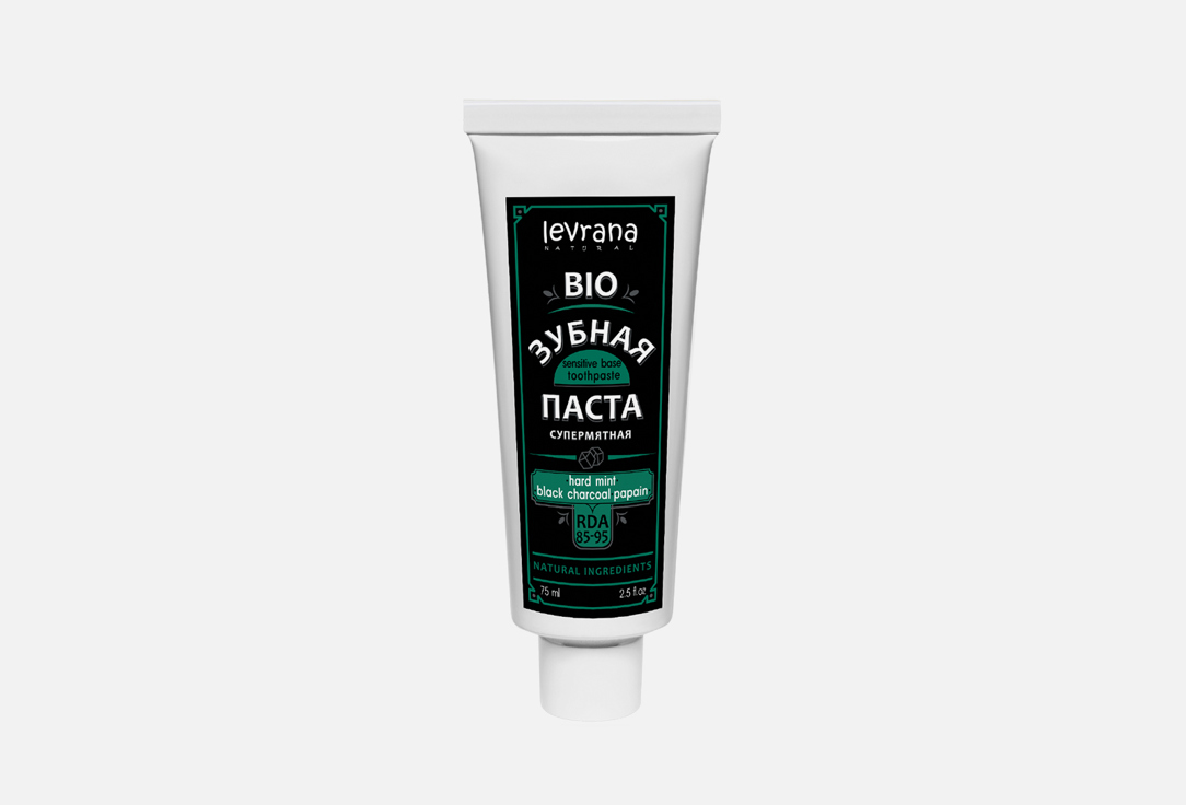 Зубная паста био Levrana supermint Hard mint & black charcoal & papain with charcoal and papain 