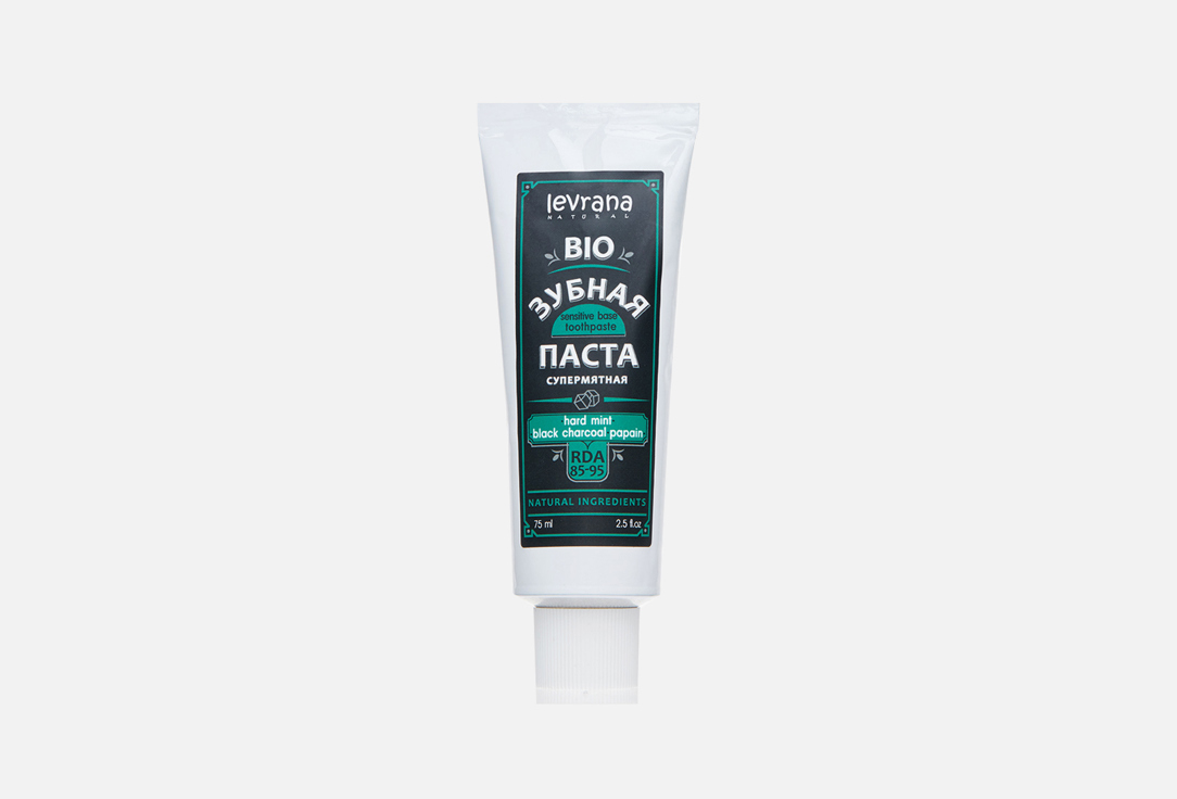 Зубная паста био LEVRANA Supermint Hard mint & black charcoal & papain with charcoal and papain 75 мл