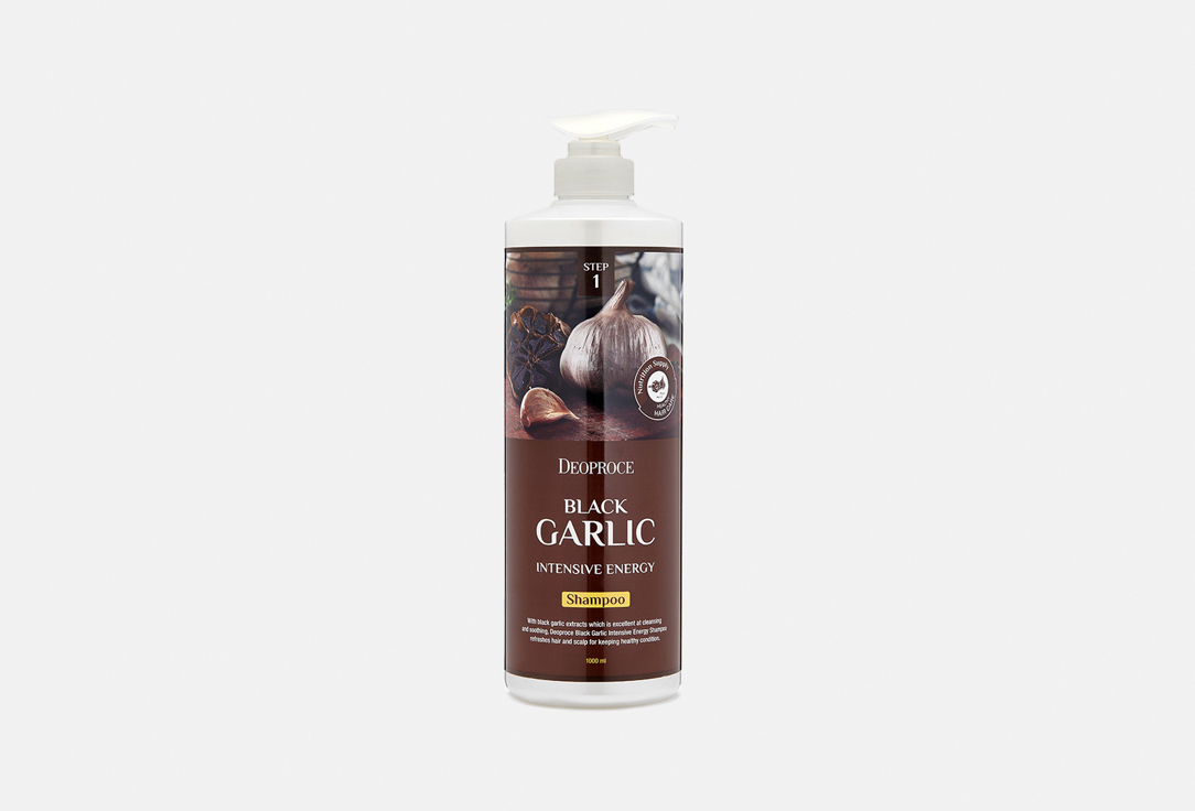 Тонизирующий шампунь для волос DEOPROCE SHAMPOO - BLACK GARLIC INTENSIVE ENERGY 1 л тонизирующий кондиционер для волос deoproce rinse black garlic intensive energy 1000 мл