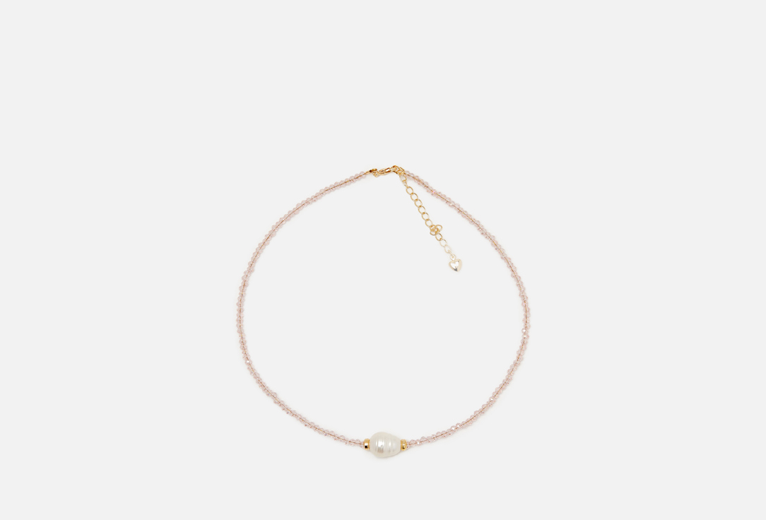 Изображение товара Женский розовый чокер Veltom из ювелирного стекла и жемчуга 31-35 см