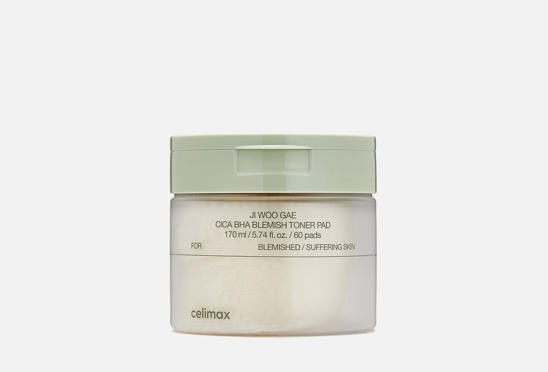 Изображение товара Успокаивающие тонер-пэды для лица Celimax Ji Woo Gae Cica BHA Blemish