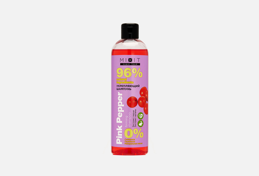 mixit mixit шампунь увлажняющий папайя линия super food Укрепляющий шампунь для волос MIXIT Super Food Pink Pepper & Argan Firming Shampoo 400 мл