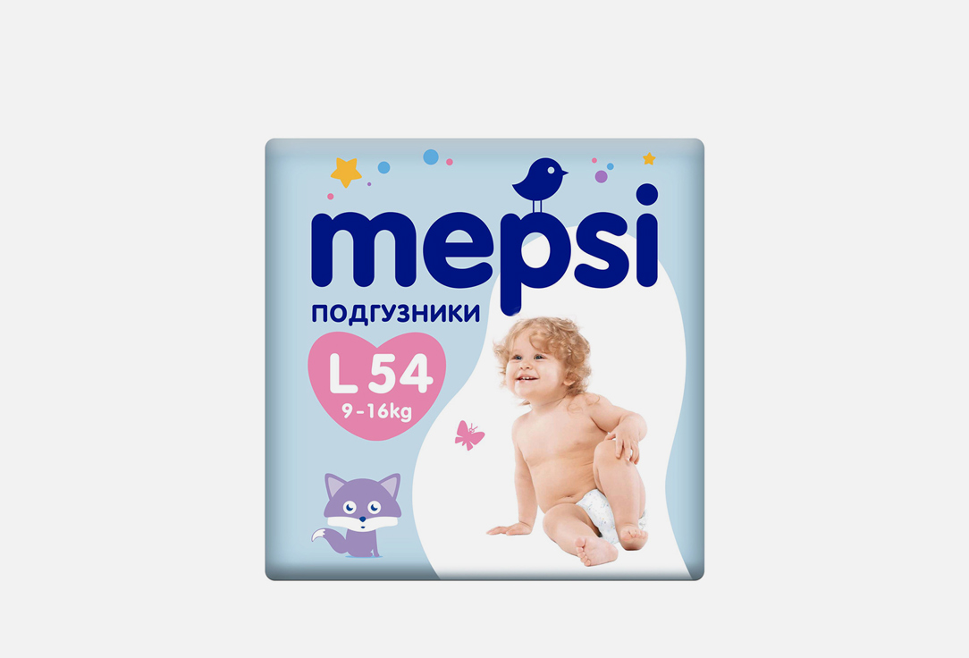 Детские подгузники MEPSI 9-16 кг 54 шт подгузники dono new style pet diaper регулируемое отверстие д хвостика размер l 7 12кг 12шт